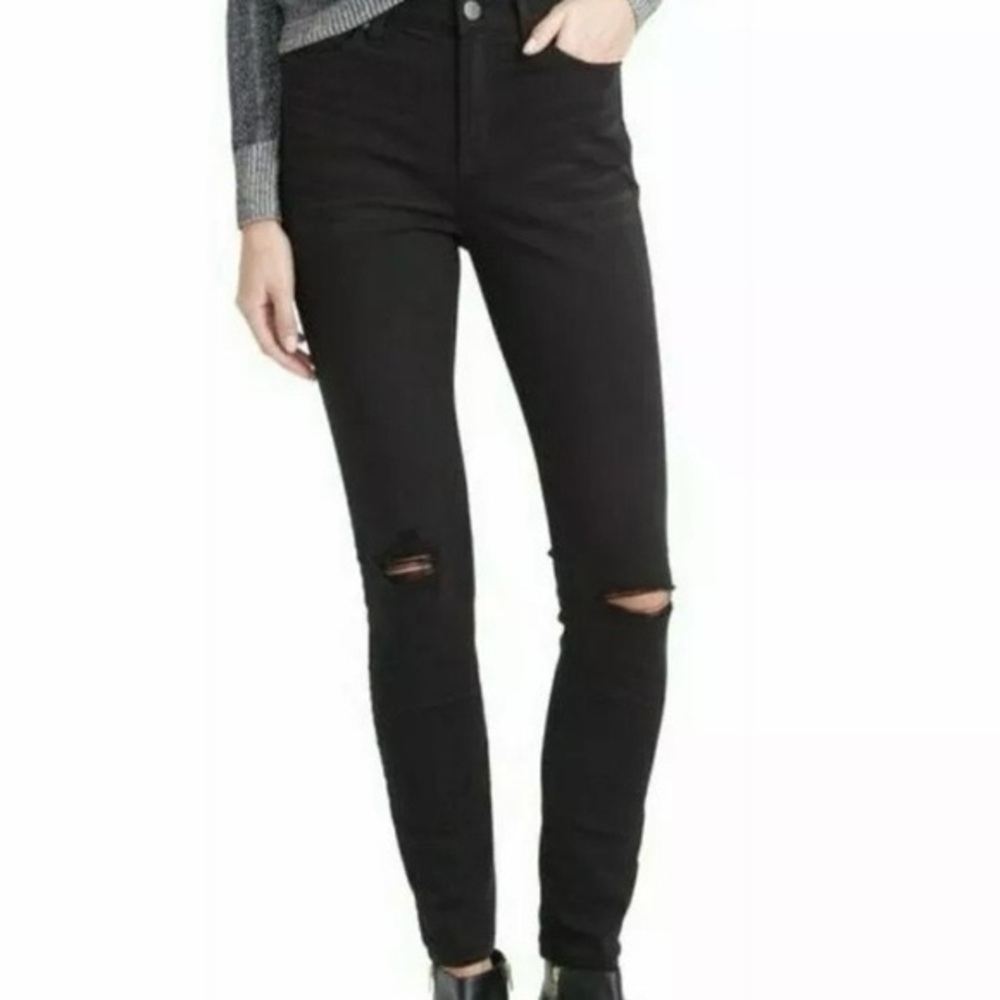J crew The Lookout black distressed skinny jeans sz 29